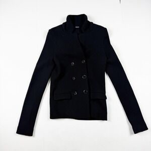 Joseph Women's Black Knit Wool Jacket With Silver Buttons Small